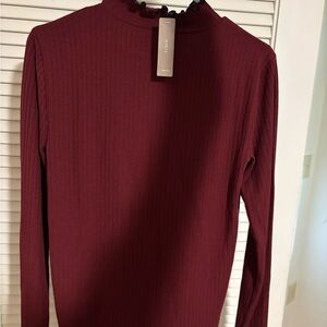 J. Crew Burgundy Ribbed Long Sleeve Top